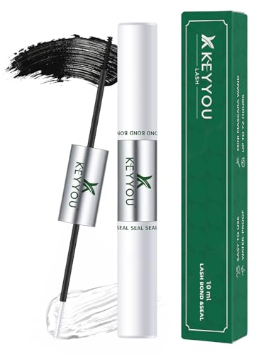KEYYOU Wimpernkleber & Versiegelung wasserfest 10 ml – Für DIY-Wimpernverlängerungen, stark & sanft, langanhaltend, latexfrei, klumpenfrei, für empfindliche Augen (Schwarz)