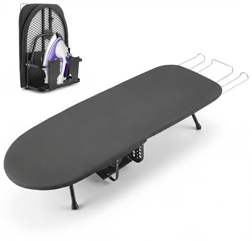 Tabla de planchar plegable modelo de mesa con soporte para planchar, compacta y antideslizante, funda resistente al calor, rejilla metálica estable, ideal para apartamentos, dormitorios y viajes, 95,2