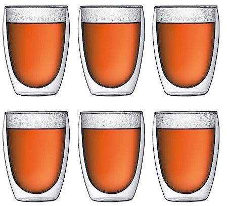 Bodum 4559-10-12 pavina 6-teiliges Gläser-Set (Doppelwandig, isoliert, 0,35 liters) transparent