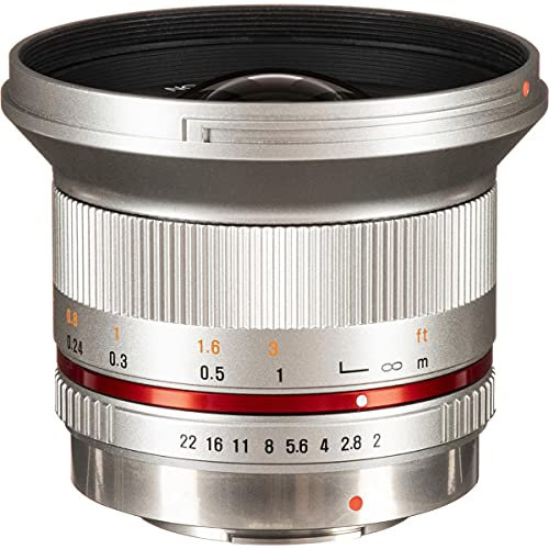 Rokinon 12 mm F2.0 NCS CS Ultra-Weitwinkelobjektiv Sony E-Mount, Micro-Four-Thirds (MFT), Silber