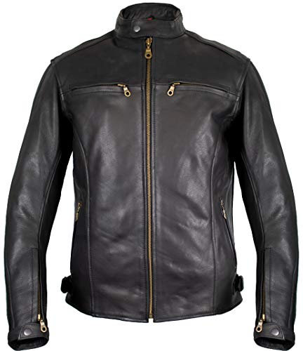 MDM Herren Lederjacke, Motorrad Lederjacke, Bikerjacke, Rind Leder, (XL)