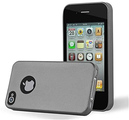Cadorabo Hülle kompatibel mit Apple iPhone 4 / 4S Schutzhülle TPU Silikon Case Metallic Design Slim Kratzfest Weiche Gummi mit Rundumschutz Case Hülle für iPhone 4 / 4S in Grau