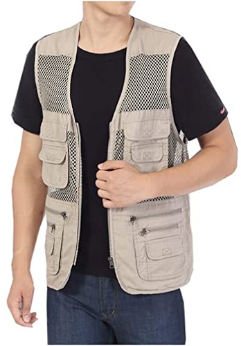 Kedera Men's Fishing Vest Safari Costume Multi-Pockets Mesh Utility Vest