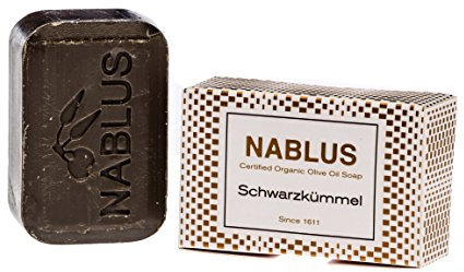 Nablus Soap natürliche Olivenölseife, Sorte: Schwarzkümmel, handgemacht und palmölfrei, 100g