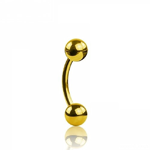 eeddoo Piercing Banane Gold Edelstahl Gewinde: 1,2 mm Länge: 14 mm 4 mm