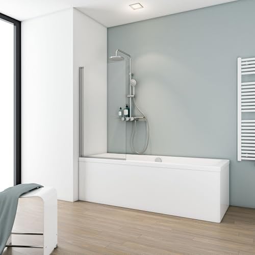 Schulte Duschwand Berlin, 70 x 120 cm, 5 mm Sicherheitsglas klar hell, alunatur, D16504 01 50, Duschabtrennung für Badewanne