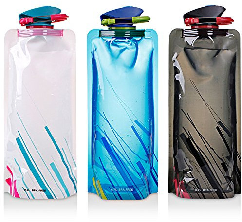 Bouteille d'eau pliable de 3, MAXIN Flexible bouteilles d'eau réutilisables pliable pour la randonnée, les aventures, les voyages, 700ML.
