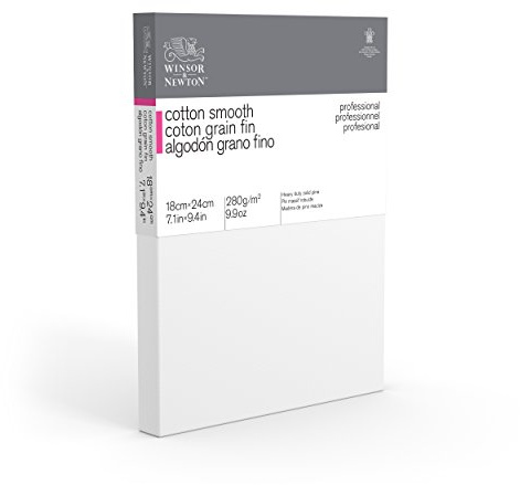 Winsor & Newton 6205020 Professional Stretcher Frame Fine Grain Canvas with 280 g/m² 100% Cotton Triple Primed for Watercolour, Oil Paints, Acrylic Paints - 18 x 24 cm