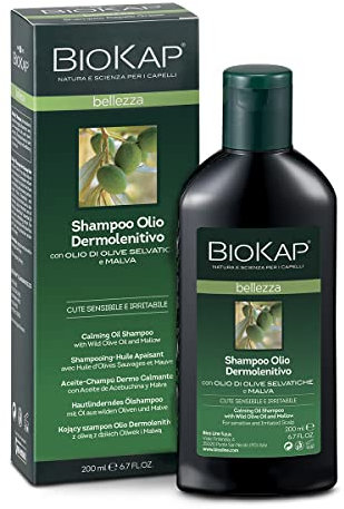 BIOKAP BELLEZZA Beruhigendes Shampoo 200 ml | speziell für empfindliche und gereizte Kopfhaut - Olivenöl - Bio Malven Extrakt