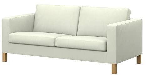 Soferia Kompatible Ersatzbezug fur KARLANDA 2er-Bettsofa, Stoff Eco Leather Creme (FLECKENABWEISEND und WASSERABWEISEND), Ecru