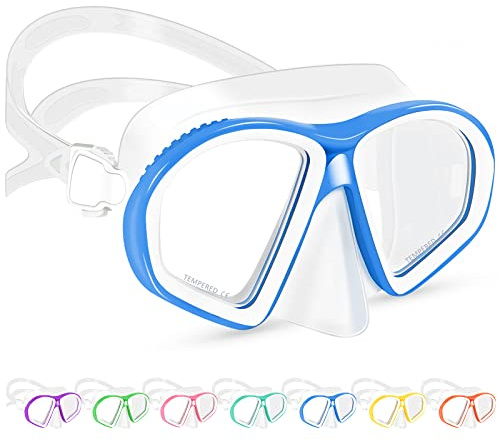 Supertrip Kids Swim Goggles, Swim Mask with Nose Cover, Tempered Glass Snorkel Diving Mask for Youth Boys Girls Age 6-14