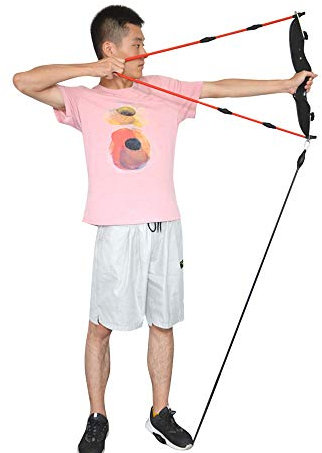 SHARROW Bogenschießen Trainingsgerät Arm Krafttraining Band mit Bogen Riser Bow Trainer Exerciser Holzbogen Armstärke Trainer Puller Bogengriff