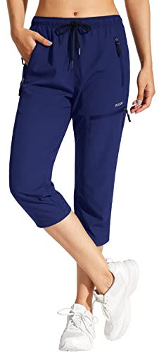MOCOLY Pantaloni da Escursionismo da Donna Trekking Donna Asciugatura Rapida Traspiranti Pantaloni da Montagna UPF 50+ con Cerniera per attività All'aperto Capri Marina Militare L