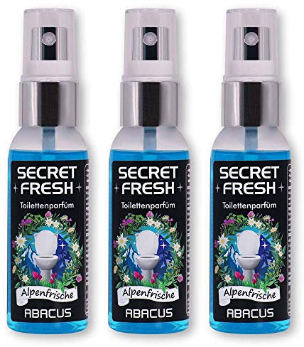 ABACUS® Secret Fresh Toilettenparfüm Alpenfrische, Toiletten Parfüm – verhindert Gerüche & schützt vor peinlichen Situationen – Toiletten Parfum, Secret Fresh Toilettenparfüm 3x 50 ml (7636)