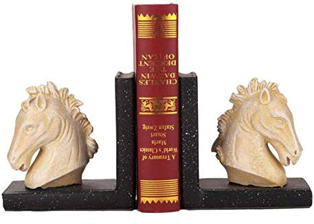 Tête de Cheval Bookends résine Porte-Livre de Bureau Organisateur Bureau Ends Livre Support Bureau étagère Accueil école Papeterie Décoration (Color : Black)