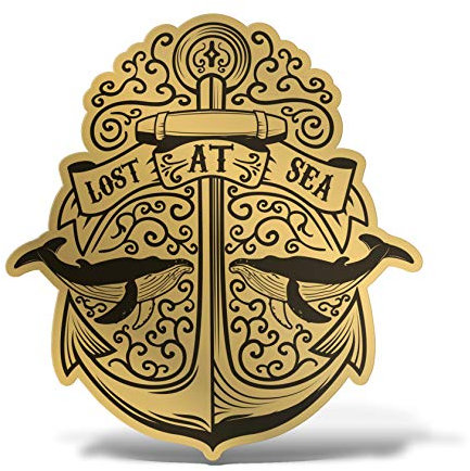 Erreinge® Aufkleber Gold 30 cm Anker Boot Motorboot Wal Sticker bedruckt für Auto Motorrad Wand Stoßstange Computer tragbar Fahrrad