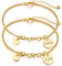 Set mit 2 Gliederarmbändern für Frauen, Kostenlose Gravur Verstellbare Freundschaftsarmbänder Personalisierte Runde Tag BFF Familienmanschette Edelstahlschmuck für Mädchen Schwester, Gold