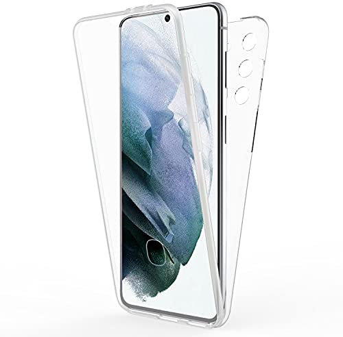 NALIA 360 Grad Handyhülle kompatibel mit Samsung Galaxy S21 Hülle, Transparenter Komplettschutz Durchsichtiges Full-Cover Case, Displayschutz vorne Hardcase hinten & Silikon Bumper, Full-Body Klar
