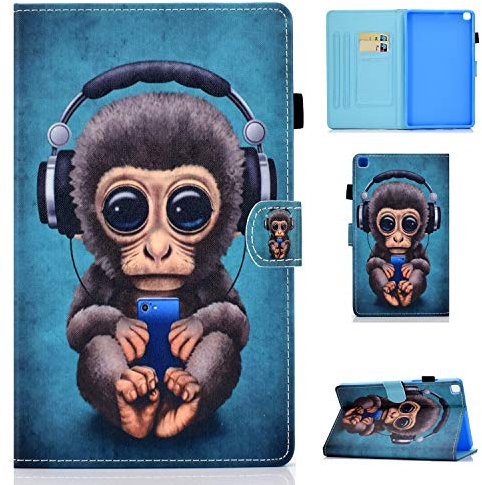 Case for Samsung Galaxy Tab A7 Lite 8,7 inch 2021 Cover SM-T220/T225 Lightweight PU Leather Folio Flip Stand Shell Case with Card Slot Multi-Angle View for Galaxy Tab A7 Lite 8,7,Monkey