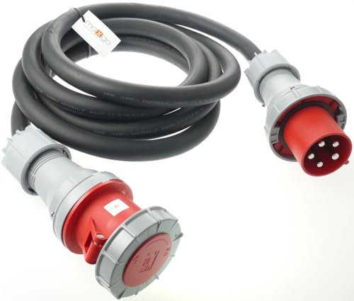 CEE-Verlängerungskabel Starkstromkabel Stromkabel Leitung Elektrokabel wasserdicht H07RN-F 5G25 5x25mm² 125A Steckern PCE IP67 Außenbereich outdoor, Größe:5G25/5m