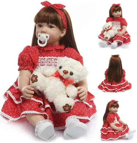 ZIYIUI Reborn Baby Silikon Vinyl 24 Zoll 60 cm Lebensecht Babypuppe Reborn Baby Mädchen Neugeboren Babys Die Echt Aussehen Baby Mädchen Puppen