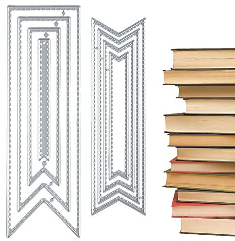 Luvadeyo Lesezeichen Metall Stanzformen DIY Handwerk Kohlenstoffstahl Prägevorlag Metall Stanzschablone Scrapbooking Werkzug Dünn Banner Schneidwerkzeug für Karten Scrapbooking DIY (Klassisch Stil)