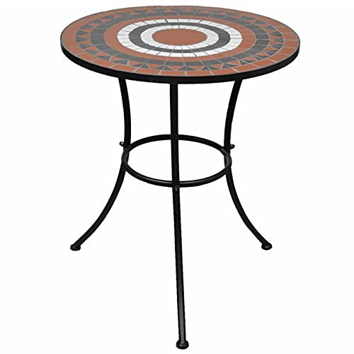 MOONAIRY Bistrotisch, Bartisch, Stehtisch, Empfangstheke, Bistro Stehtisch, Beistelltisch, Konsolentisch, Bar Table, Terracotta-Rot und Weiß 60 cm Mosaik