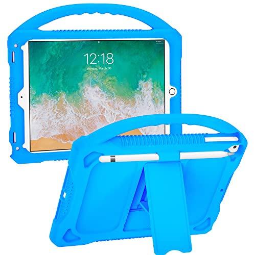 iPad 6./5.Generation Hülle für Kinder,JOGUIIA Premium Silikonhülle für iPad 9,7 Zoll 2018/2017,Eingebauter Standgriff iPad Air/Air 2(Blau)