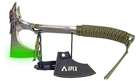 Apex Raven's Bite Actionfigur Bluthund Erbstück, Metallaxt, Nachbildung, Schreibtisch, Dekoration, Mann, Rucksack, Anhänger, Partyzubehör, Geschenk (35 cm Replik Neon-Egde)