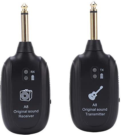de Guitarra Inalámbrico, Receptor de Transmisor de Guitarra Inalámbrico UHF Receptor de Transmisor Inalámbrico de Audio Recargable, Puerto Micro USB para Guitarra