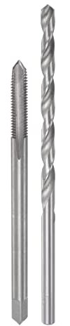 sourcing map Tap & Bit Sets, M6 x 1 H2 Straight Flute Machine Thread Milling Tap 100mm Extra Long, 6mm High Speed Steel (HSS) Twist Drill Bit