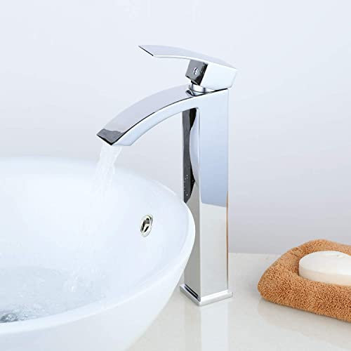Leekayer Badewaschbecken-Wasserhahn, Wasserfall-Ausgang-Design, Verchromungsverfahren, langlebige hohe Qualität, 1-Loch-Installation, moderner Wasserhahn