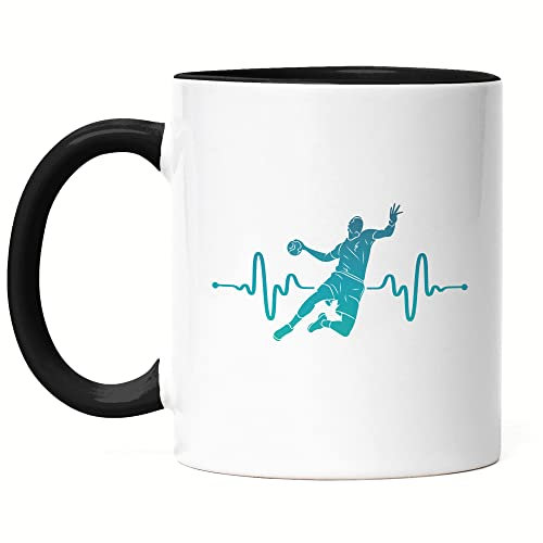 Hey!Print Handball EKG Tasse Schwarz Handballer Handballspieler Handballverein Team