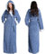 Oksun Womens Long Dressing Gown Robe Full Length Ladies Fluffy Plus Size Fleece Hooded Winter Warm Bathrobe (Blue,L)