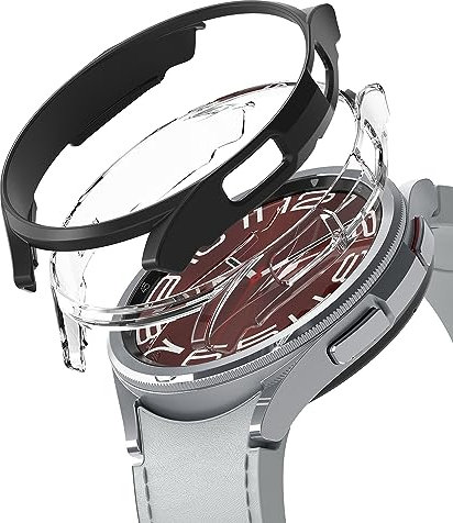 Ringke Slim [2 Stück / 47mm] Kompatibel mit Samsung Galaxy Watch 6 Classic Hülle, [Nur Rahmen] Kratzfester Leichter Hart-PC Schutzrahmen - Clear & Matte Black