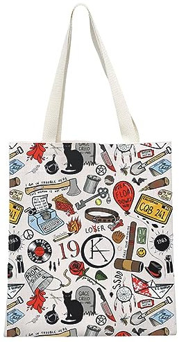 JTOUK Tragetasche aus Segeltuch, Motiv: Horrorbuch-Liebhaber, literarisches Geschenk, Leser, Schriftsteller, Geschenk, S King Tote EU, 13.78 inch x 14.96 inch, Large