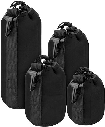 BELLE VOUS (Lot de 4 Housses d’Objectifs pour Appareils Photo et Caméscopes Noir - Etui Objectif Photo Reflex Universel en Néoprène Résistant à l’Eau - Petites, Moyennes, Grandes & XL