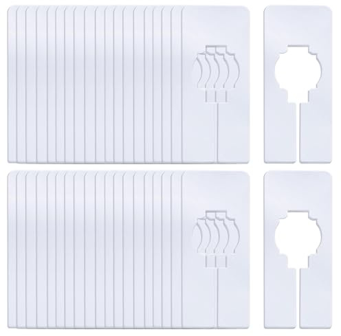 FAURAPMNG 40 Pcs Kleiderschrank Teiler für hängende Kleidung, weiß Kunststoff Kleidung Rack Teiler Baby Kleiderschrank Teiler weiß Kleiderbügel Teiler mit Markierung Stift (Rechteck)