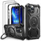 Lanhiem für iPhone 13 Pro Hülle mit 2 Stück Panzerglas und 360° Ring Ständer Handyhülle iPhone 13 Pro Schutzhülle, Militärischer Stoßfest Case Cover, Schwarz