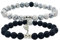 2 Stück Naturstein Magnetische Paar Armbänder, Weiß Türkis + Vulkangestein Energiestein Armband Set für Sie und Ihn, Langstrecken Beziehungsarmband für Freund, Freundin, Schmuck, Geschenke