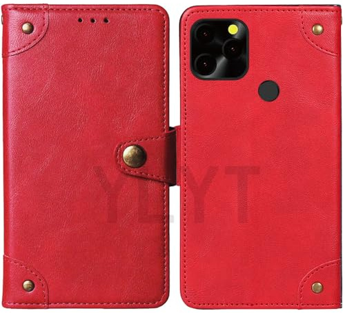 NESLIN Boucle magnétique Étui Couverture Rouge Cuir Housse Coque pour Logicom Solar Pro 6.5 inch Case Portefeuille Cover