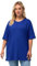 Ulla Popken Damen Basic, Rundhals T-Shirt, Kobaltblau, 58-60