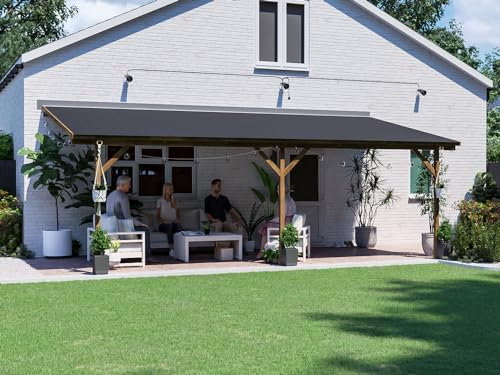 Dunster House Lean-To Gazebo Kit – 6x3m Wall-Mounted Wooden Garden Shelter & Canopy – Stylish Permanent Outdoor Structure for Patios, Decking & Entertaining Superfelt Included Utopia