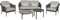 MR. DEKO® Loungeset Santander Grey Aluminium | Gartenmöbelset 5-teilig 2 x Sessel & 1 x 2er Sofa & 2 Tische | Outdoormöbelset Alu & Sitz- Rückenkissen Rope | Stabil & wetterfest | Gartenmöbelset