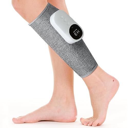 Calf Massager for Circulation and Pain Relief, Leg Massager,3 Intensity Levels, 3 Massage Modes, Heat Therapy, Rechargeable via Type-C, Customizable Fit, Promotes Muscle Relaxation, 1Pack (Gray)