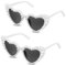 YGKYMVW Herz Sonnenbrille 2 Stück Herz Perle Sonnenbrille Vintage Herzform Brille Herz Brille UV400 Schutz, Retro Herzförmige Sonnenbrillen Weiß Liebesherz Sunglasses für Damen Urlaubsparty