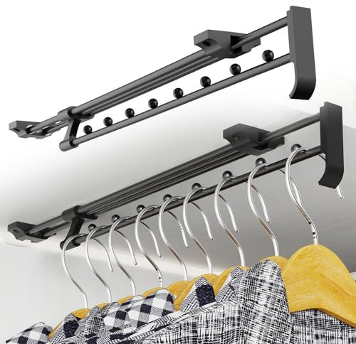 Aresvrgo 2 Stück Ausziehbare Kleiderstange 40 cm,VerläNgerbar Von 40 bis 71.5 cm Kleiderstange Ausziehbar,Speicherplatz Sparen für SchräNke und Lagerbereiche,Kleidung und Hosen Organisieren