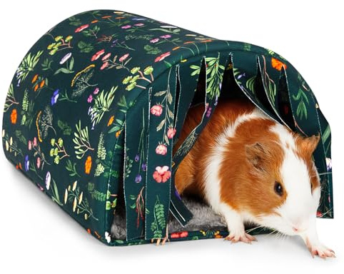 Meerschweinchenversteck waschbar Meerschweinchen Tunnel mit Vorhängen Hamster Versteck Gemütliches Meerschweinchenhaus Fit für Meerschweinchenkäfige Weiche Meerschweinchen Zubehör für Kleintiere