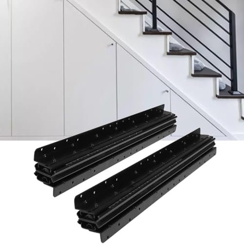 Schubladenschienen Bodenhalterung 400-900mm 3-fach Auszugsschiene für Schwerlast mit Vollauszug, Kugellager, versteckter Montage schwarz, 120 kg Tragkraft 1 Paar
