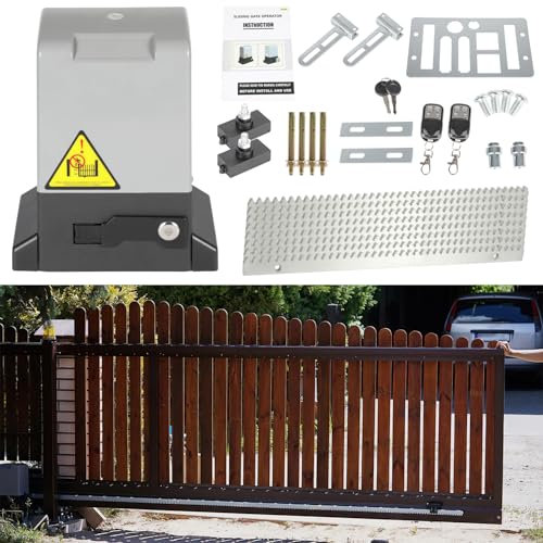 Izrielar 750W Motor Puerta Corredera batientes hasta 1600 kg, automatismo para cancelas correderas 12M, automatismo para puertas de garaje Control Remoto 50 m, con 2 mandos a distancia